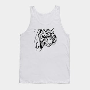 Tiger Head Hand Drawn Tank Top